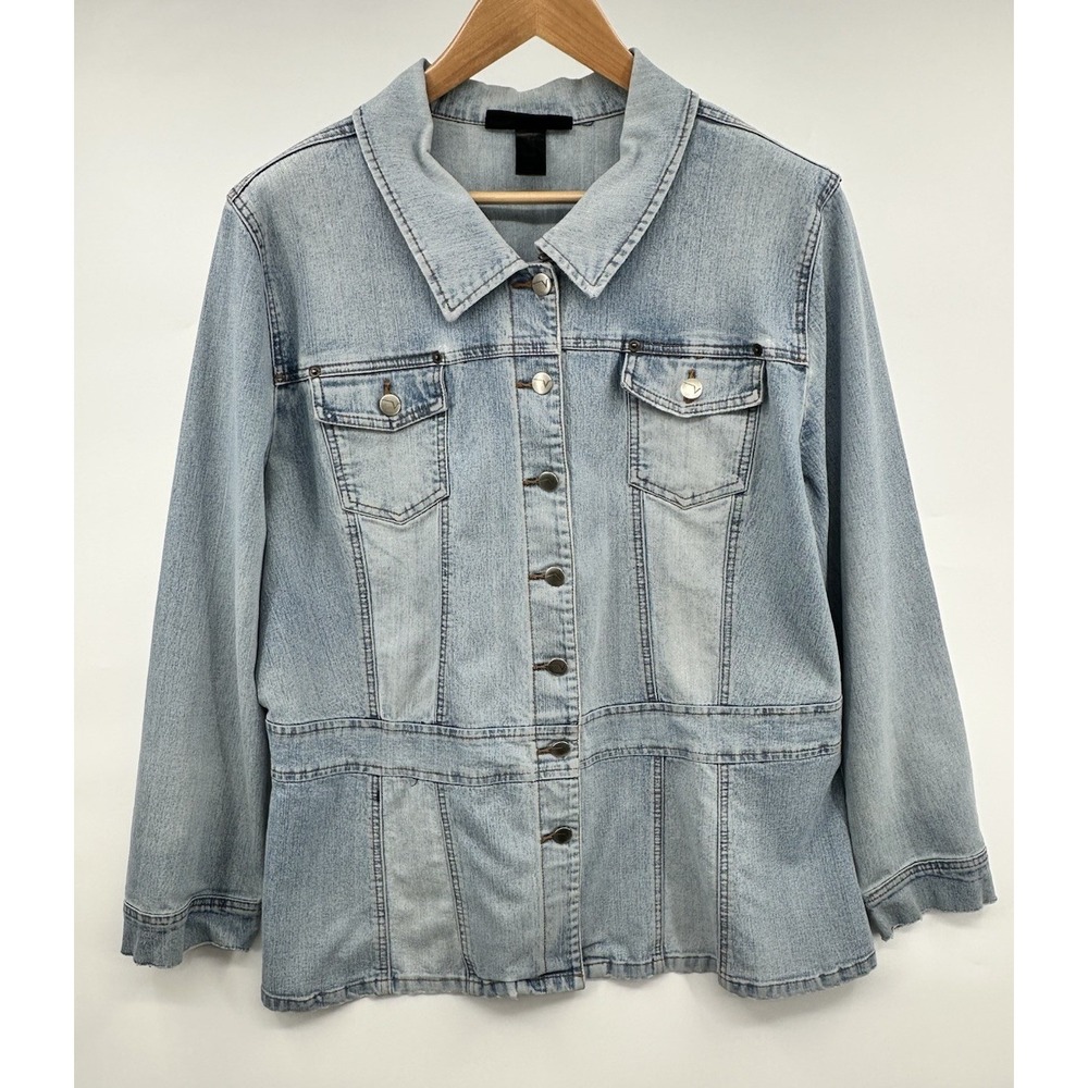 VENEZIA JEANS Jacket Womens 22-24 Plus Trucker Denim Smock Cotton Blue Russia